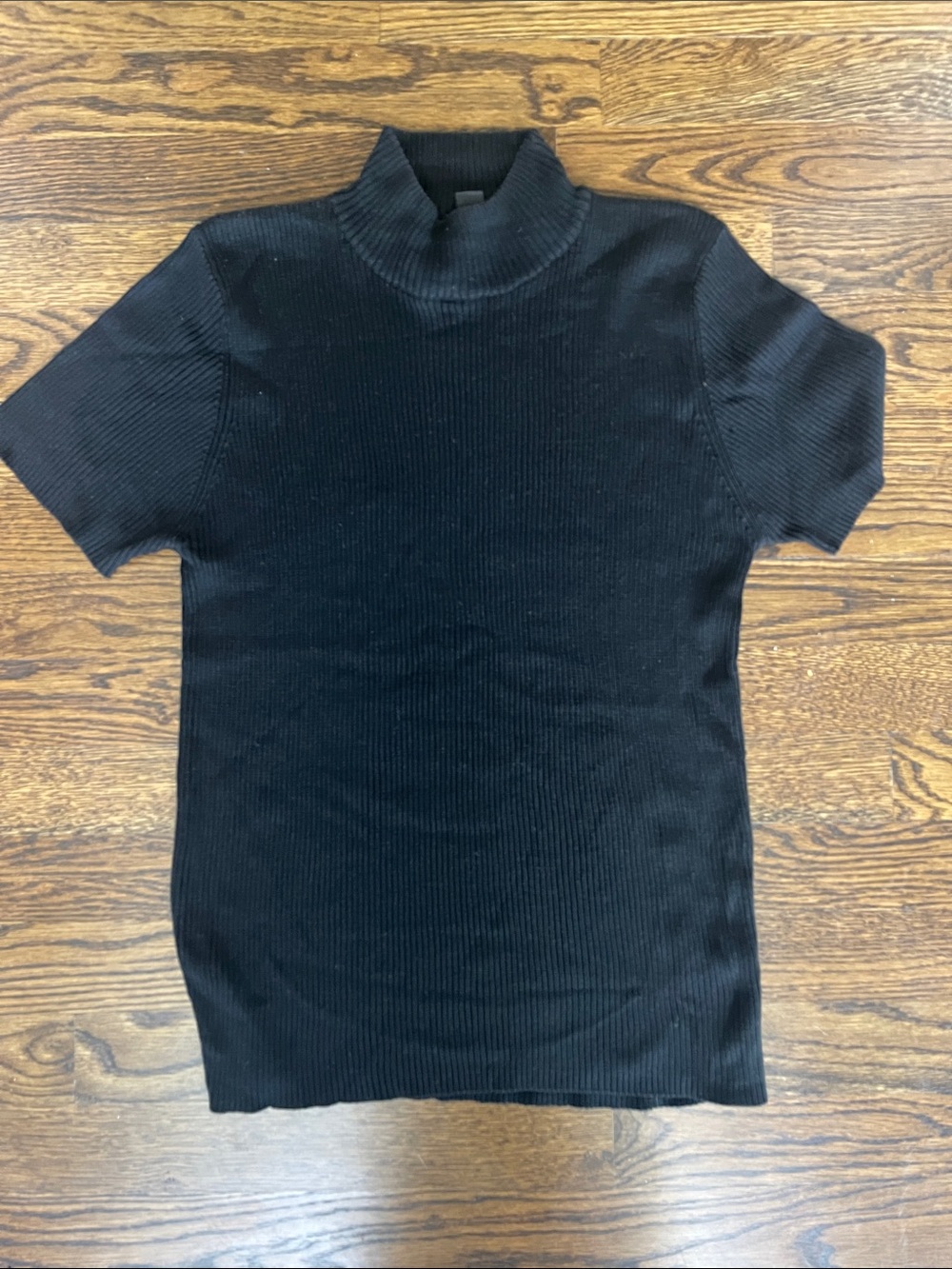 Women’s Black Short-Sleeve Turtleneck Sweater